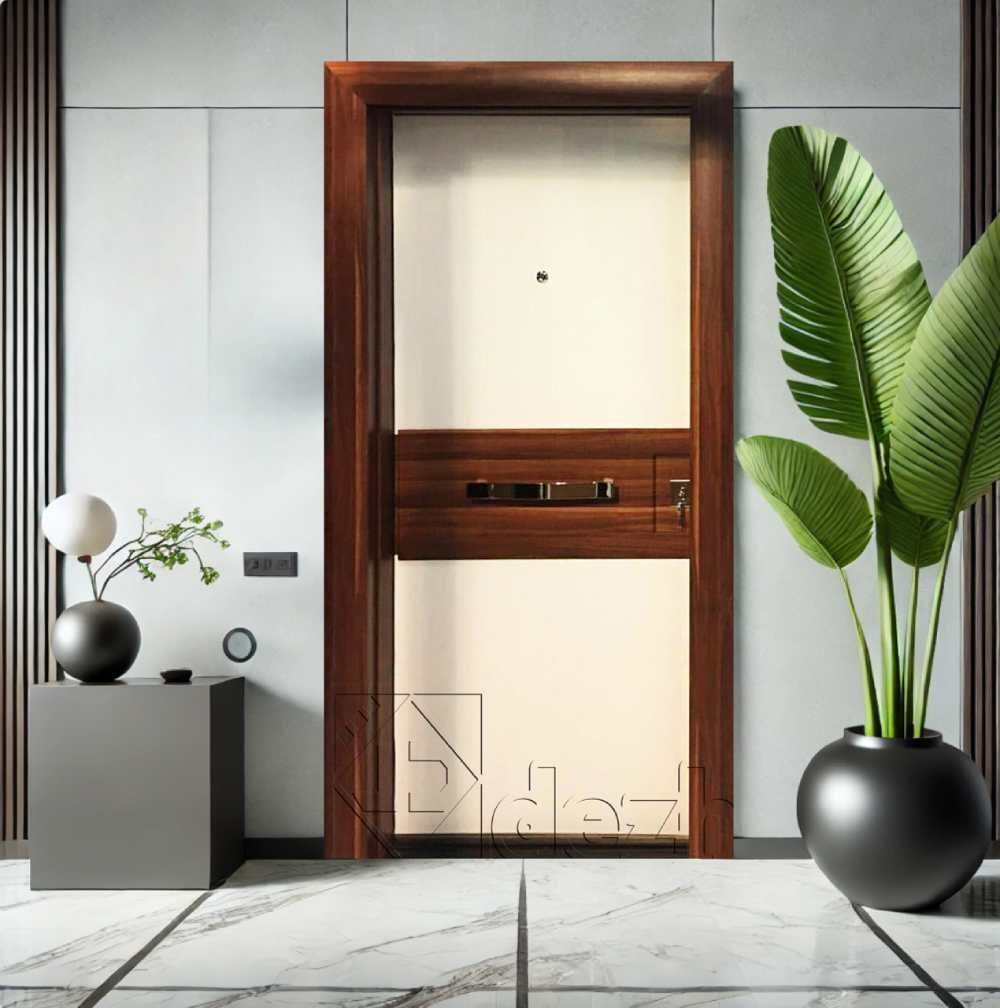 درب ضد سرقت تک لنگه سفید قهوه ای لوکس مدل DZ-140